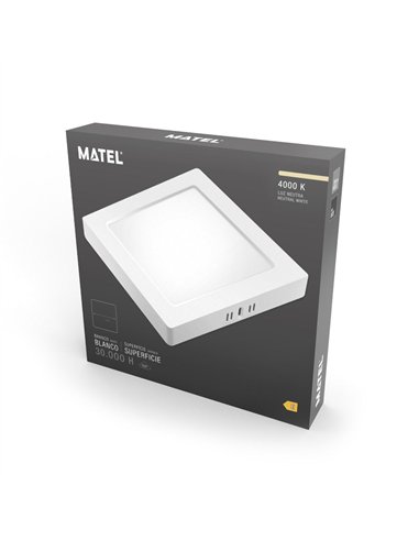Square LED surface downlight (24W 4000K 2640lm) IP20 28.5x28.5cm white