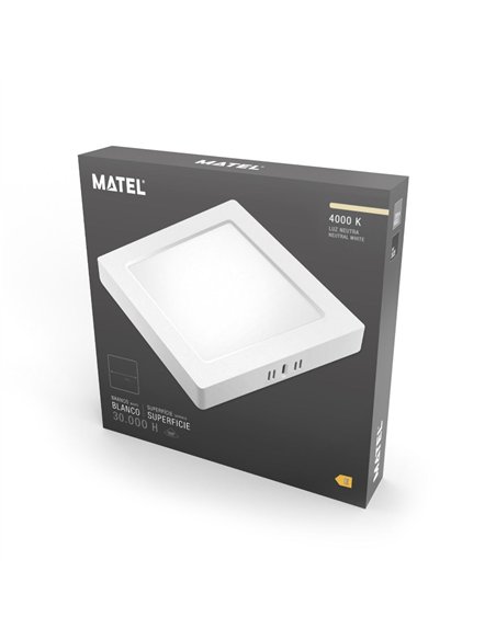 Square LED surface downlight (24W 4000K 2640lm) IP20 28.5x28.5cm white