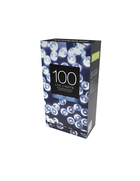 String light with 8 modes of 100 LEDs (11m) 6500K 3xAA IP44