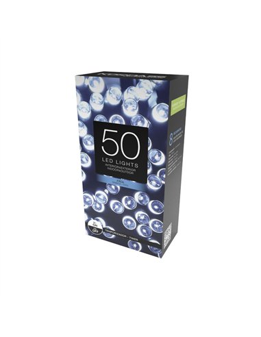 String light with 8 modes of 50 LEDs (4.5m) 6500K 3xAA IP44
