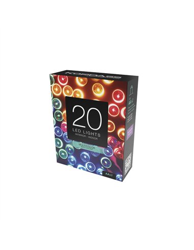 Guirlande fixe de 20 LEDs (2,2m) RGB 2xAA IP20