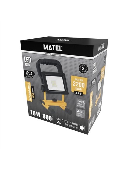 Wiederaufladbarer rotierender LED-Projektor mit 2 Lichtmodi und Unterstützung (10 W 6400 K 800 lm) IP54 13 x 21 x 12 cm