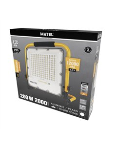 Proiettore LED pieghevole ricaricabile con 4 modalità luce (200W 6400K 2000lm) IP65 32x39x6cm 2