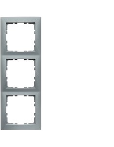 Marco para mecanismo de 3 elementos de la serie “Berker S1” IP20 80,5x223x9,5mm color aluminio mate