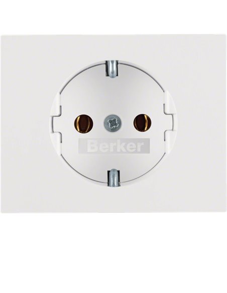 Tapa Schuko de la serie “Berker K1” con protección infantil IP20 5,5x7x4cm color blanco polar