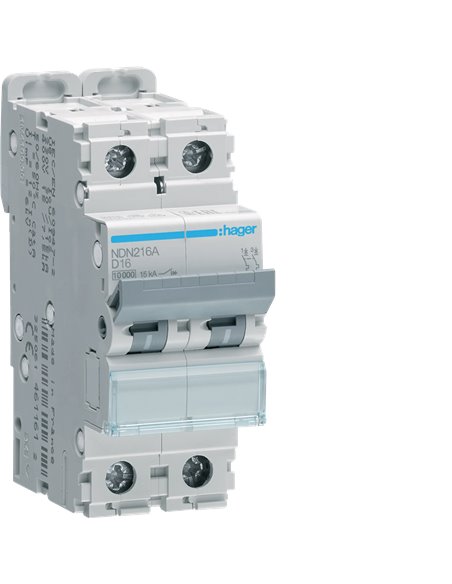 Interruptor automático magnetotérmico de la serie “N” con 2 módulos (5,34W 16A 10/15kA) IP20 8,3x3,5x7cm
