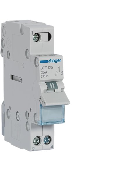 Conmutador/Interruptor modular para 1 módulo (0,9W 25A 0,37kA) con común arriba I-0-II IP20 8,3x1,75x7cm color gris