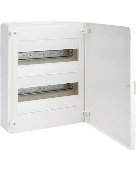 Caja de superficie de la serie “Golf VF” con 2 filas (12 módulos por fila) y puerta con manecilla y puerta opaca (63A 400V) IP40