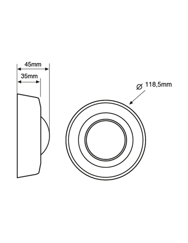 Detector de superfície de teto Bluetooth 360º (3000W 2000lm 230V) IP40 Ø11,85x4,5cm cor preta