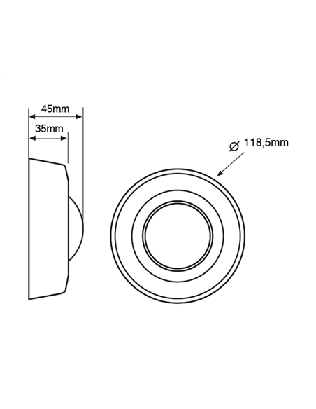 Detector de superfície de teto Bluetooth 360º (3000W 2000lm 230V) IP40 Ø11,85x4,5cm cor preta