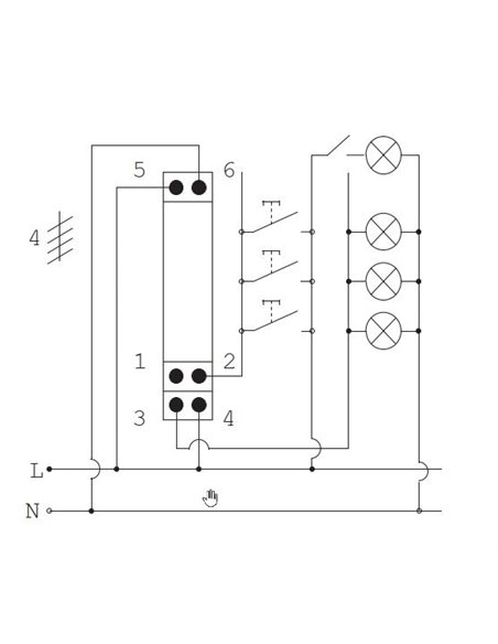 3/4-wire modular staircase timer for DIN rail mounting (16A 230V) IP20 9,05x1,75x5,3cm grey