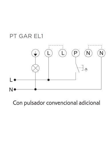 Pulsador táctil temporizado a 2 hilos con garras IP20 8x8x4,5cm color blanco