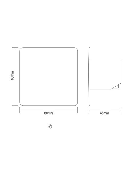 Pulsante touch temporizzato a 3 fili con artigli IP20 8x8x4,5cm colore bianco