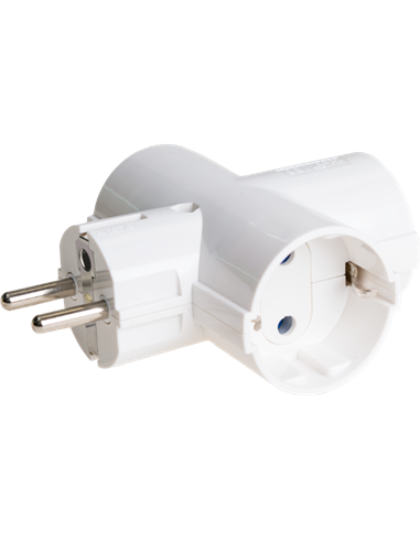Triple Schuko plug 2P+T (Up to 3680W 16A 250V) tube entry up to Ø20mm IP20 white color