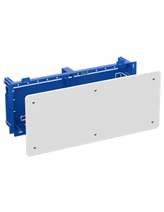 Caja de conexión de tabique hueco empotrable para tubo de Ø25mm con tapa ciega IP20 42x18x6,4cm color azul y blanco