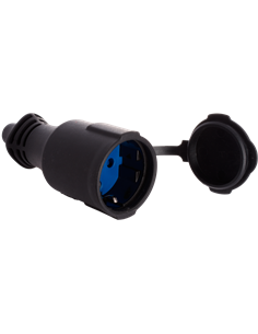 Base móvil 2P+TT con tapa (16A 250V) IP44 Ø4,6x11,3cm color negro y azul