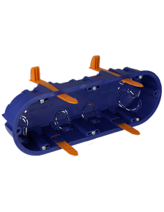 Caja de mecanismos de tabique hueco empotrable para 3 elementos fijado por bridas para tubo de hasta Ø25mm IP20 21,8x7,6x4,6cm