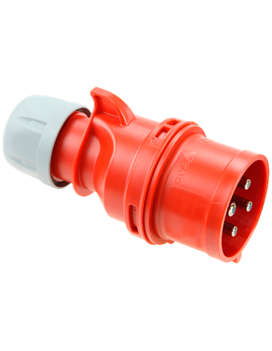 Plugue industrial móvel 3P+E (32A 400V) IP44/IK09 Ø6,3x15cm cor cinza e laranja