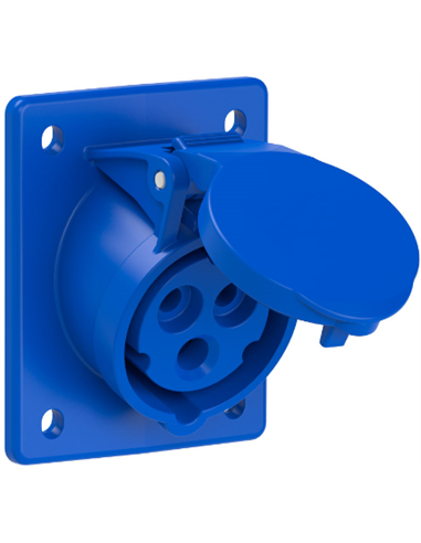 Base industriale da retrocornice inclinata 2P+T (16A 230V) IP44/IK09 7x8,5x8,5cm colore blu