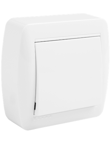Conmutador/interruptor mural de superficie (10A 250V) IP20 7,2x7,4x2,8cm color blanco