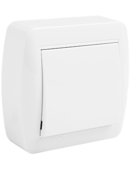 Conmutador/interruptor mural de superficie (10A 250V) IP20 7,2x7,4x2,8cm color blanco
