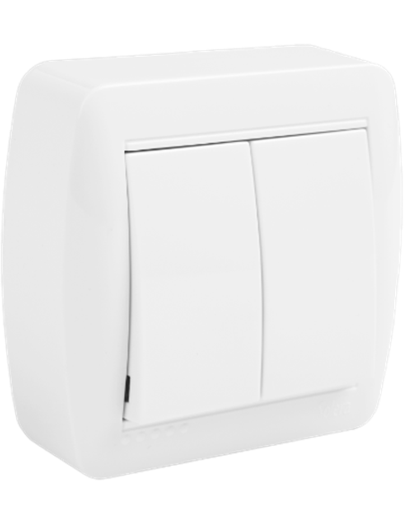 Double surface mounted wall switch (10A 250V) IP20 7,2x7,4x2,8cm white