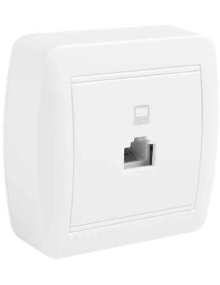 Toma de datos “RJ45” libre de halógenos categoría 6 de superficie IP40 7,2x7,4x2,8cm color blanco