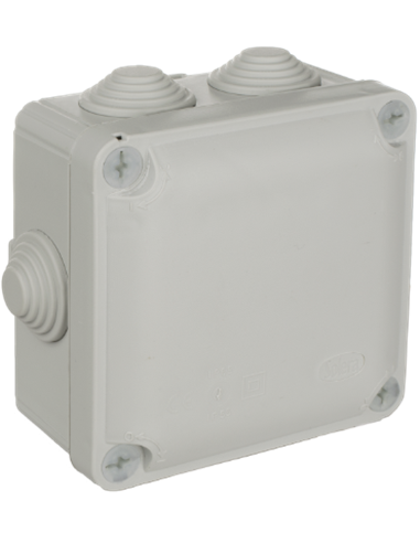 “Ybox” surface-mounted waterproof connection box with 7 cones and blind cover IP55/IK08 11,2x11,2x6,2cm grey