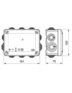 Caja estanca de conexión “Ybox” de superficie con 8 conos y tapa ciega IP55/IK08 16,1x12x7,5cm color gris 2