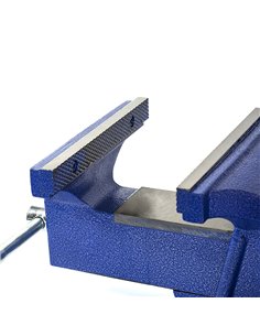 Tornillo de banco 15cm (125mm de apertura) con mordazas endurecidas color azul 2
