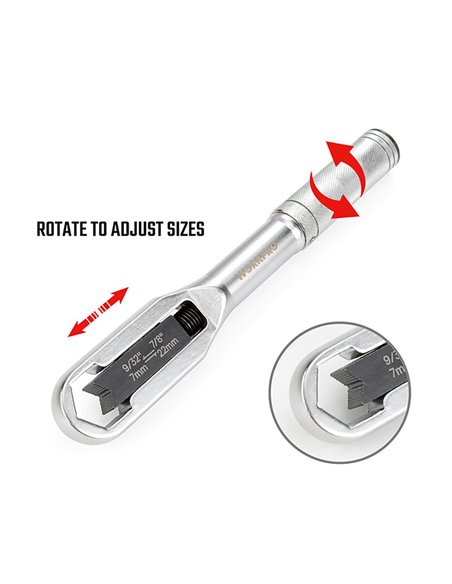 LLAVE AJUSTABLE UNIVERSAL 7 - 22 mm, MÉTRICA Y SAE