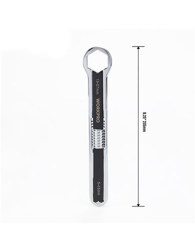 LLAVE AJUSTABLE UNIVERSAL 5 - 27mm, MÉTRICA Y SAE