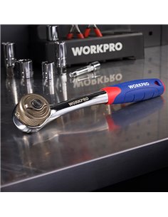 3/8" Double Drive Quick Action Ratchet with 48 Teeth and Ergonomic Rubber Handle 2
