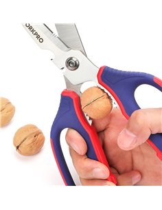 Tijeras de cocina multifunción 25cm con hojas de 21,5cm con mango ergonómico color azul y rojo 2