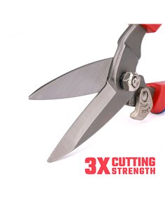Tijeras multifunción forjadas 20cm de gran fuerza de corte y mango bimaterial ergonómico color azul y rojo 2