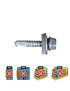 Tornillo con punta broca de cabeza hexagonal Ø4,8x16mm con arandela de EPDM Ø14mm (Caja de 1000 unidades)