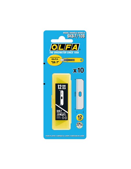 JUEGO DE 10 CUCHILLAS SKB-7 TRAPEZOIDALES PLATEADAS 50 x 12,5 x 0,4 mm