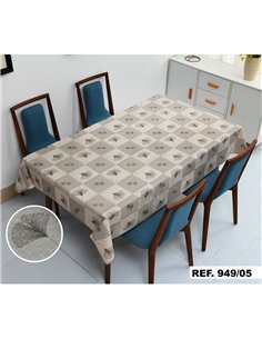 Rollo de mantel “Conter Silver” 1,40x20m con estampado de plantas color beige y gris