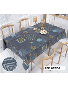 Rollo de mantel “Master Gold” 1,40x20m con estampado color azul y amarillo