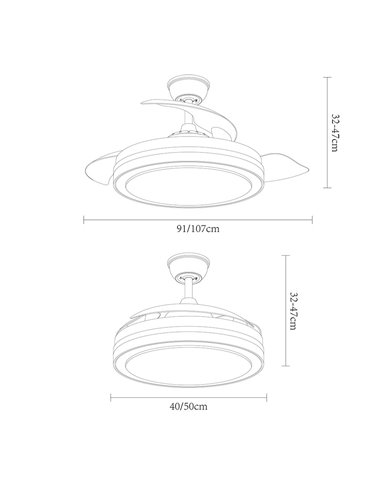 Ventilador de techo de 6 velocidades con iluminación LED (72W 3CCT 6120lm) IP20 color blanco