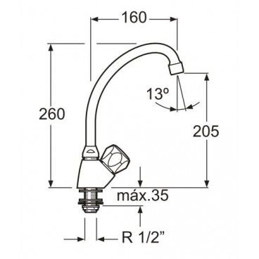 Sink faucet semicurvado series Iguazu GSC 3702421