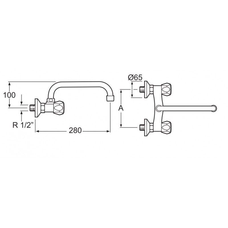 Sink faucet 2 knobs wall series Iguazu 150mm GSC 3702423