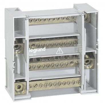 LEGRAND 400403 Distribuidor Modular Escalonado 2P 125A | 14 Salidas, 8 Módulos, Montaje Sobre Perfil DIN, Incluye Tapa Giratoria Y Conexiones Para Barra Rígida Y Flexible
