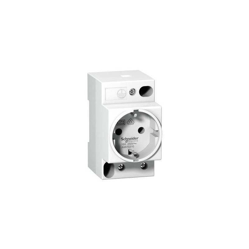 Base de enchufe 2P+TT para carril DIN Schneider A9A15310