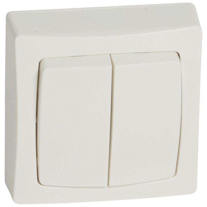 Interrupteur double blanc monobloc Legrand Oteo 086020