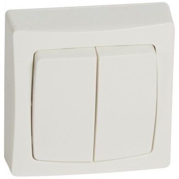 Switch double white monoblock Legrand Oteo 086020