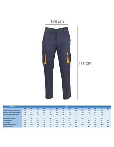 Pantalón de trabajo fabricado en tejido spandex color azul oscuro (Talla 56)