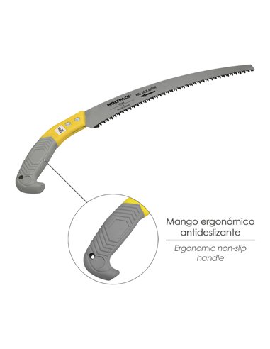 Serrucho curvo de poda y jardinería con hoja de 33,5cm y mango bimaterial ergonómico