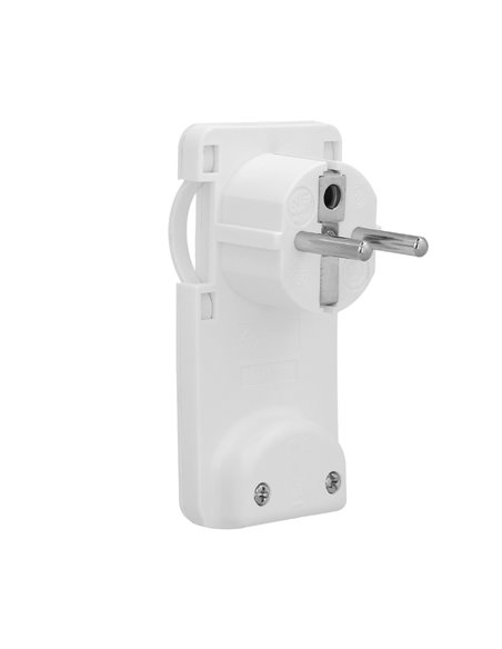 Clavija de enchufe ultraplano con asas de extracción y toma Schuko de 7mm y toma de tierra (16A 250V)