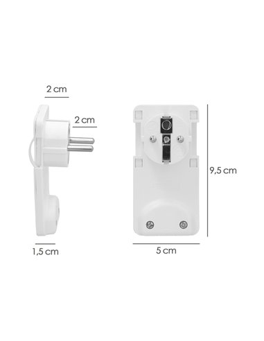 Clavija Enchufe Ultraplano 7 mm. con Asas De Extraccion 16 A - 250 V. Tras Muebles, 3 Cables, Toma Schuko